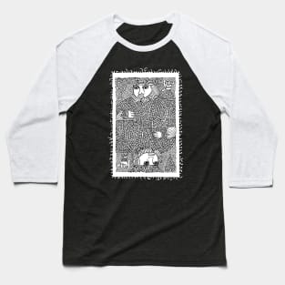 King of Hearts Drawing - Black and White Baseball T-Shirt